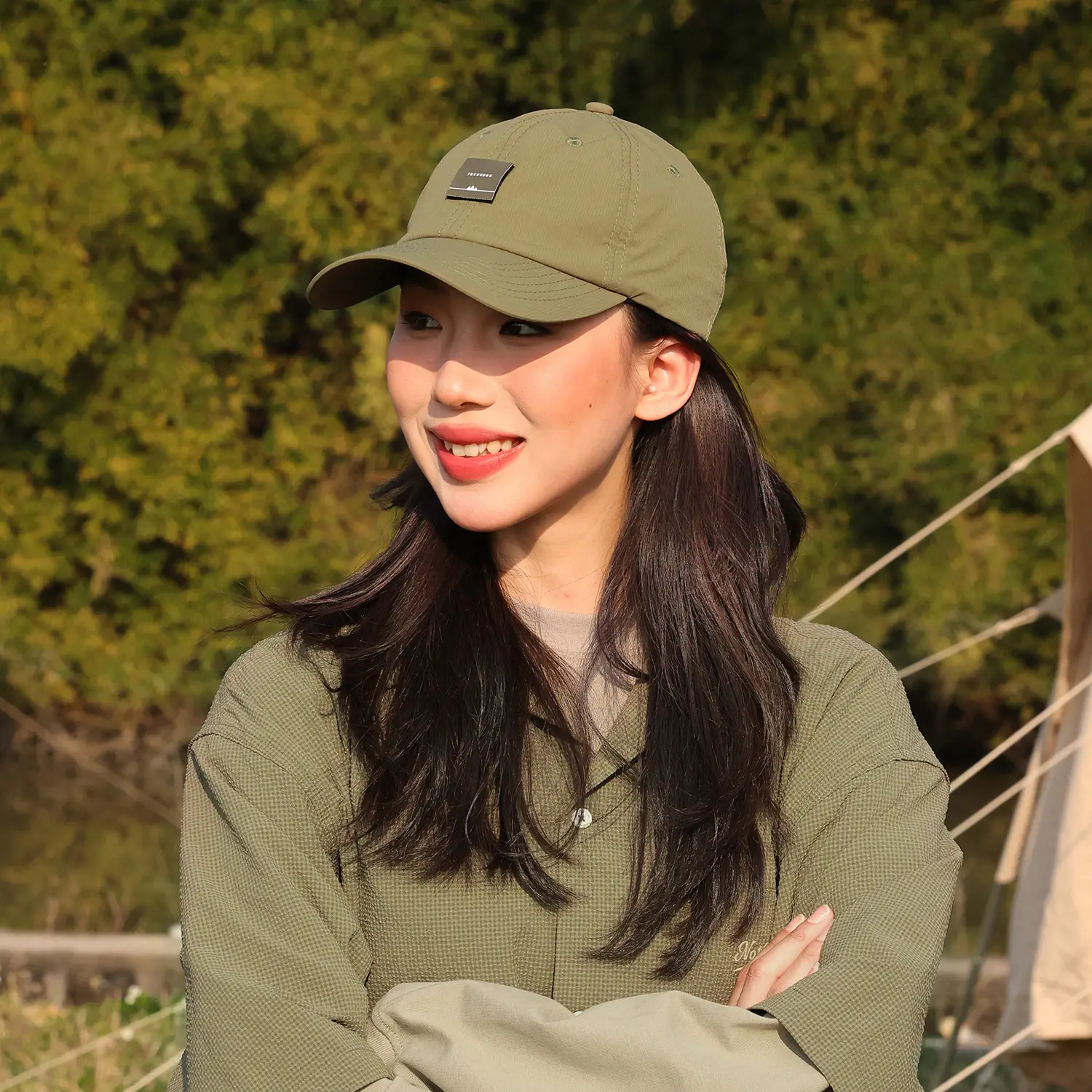 Oxford Style Velcro Cap Olive Green Quick Dry - Image 4