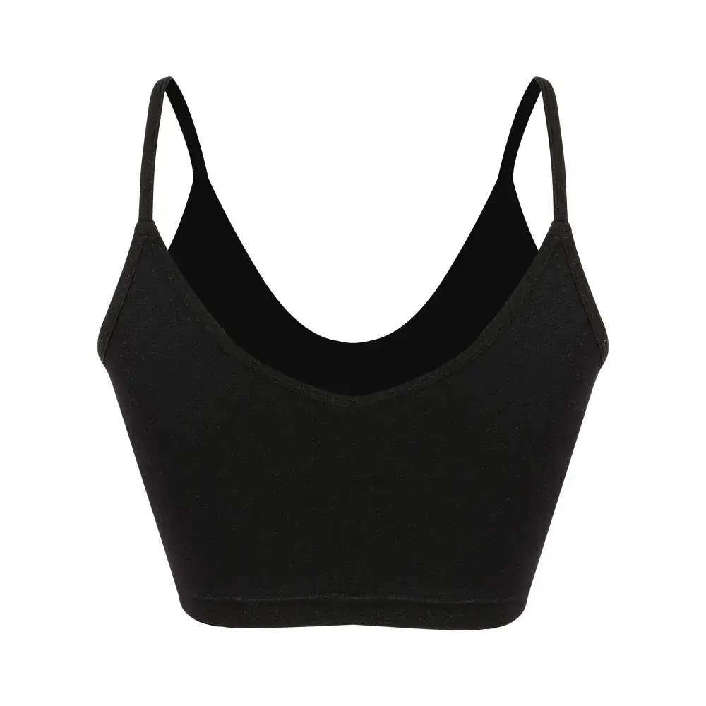 Women's Black Thin Sports Bra with Shoulder Strap - Image 2