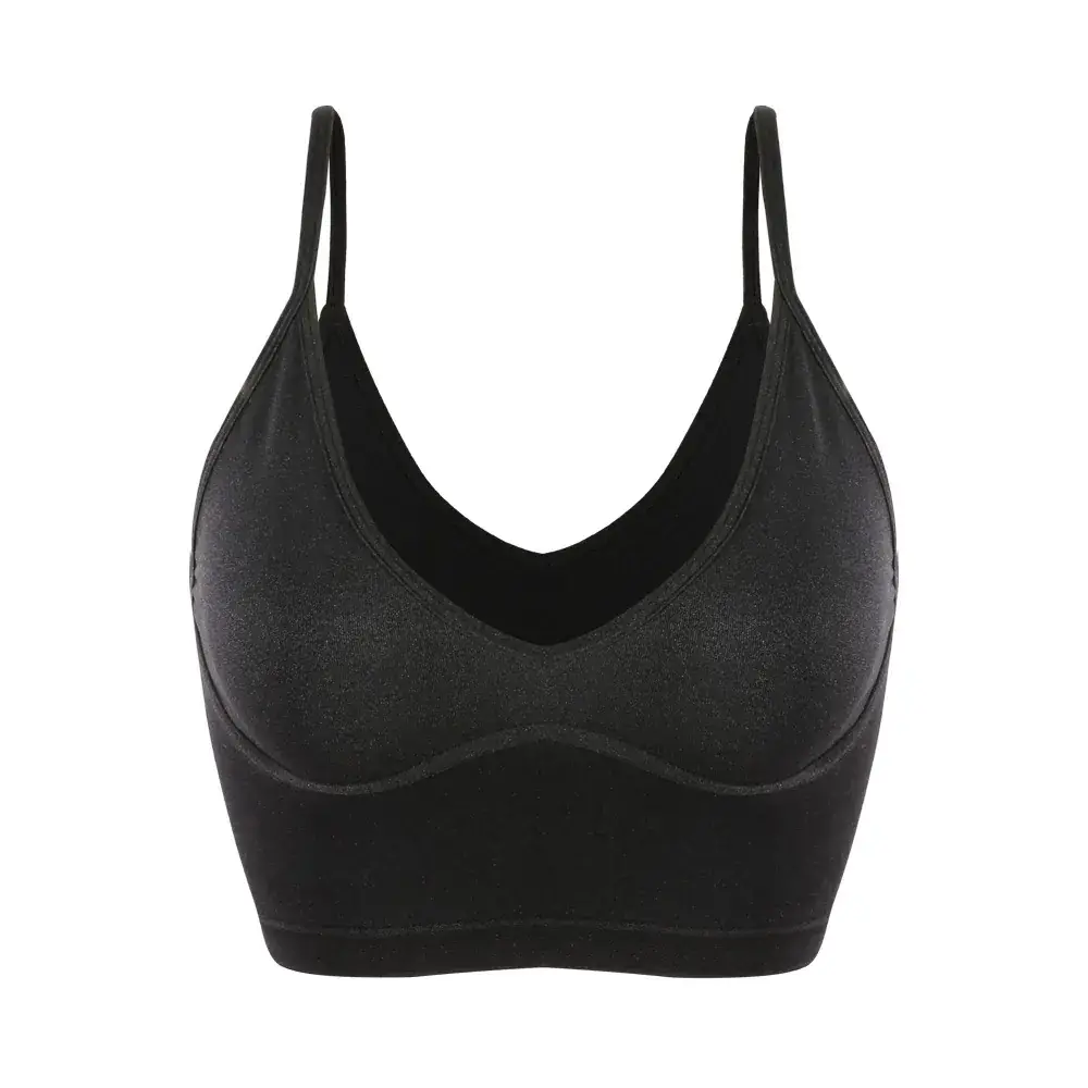 Women's Black Thin Sports Bra with Shoulder Strap - Image 5