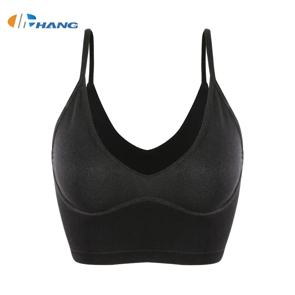 Women's Black Thin Sports Bra with Shoulder Strap