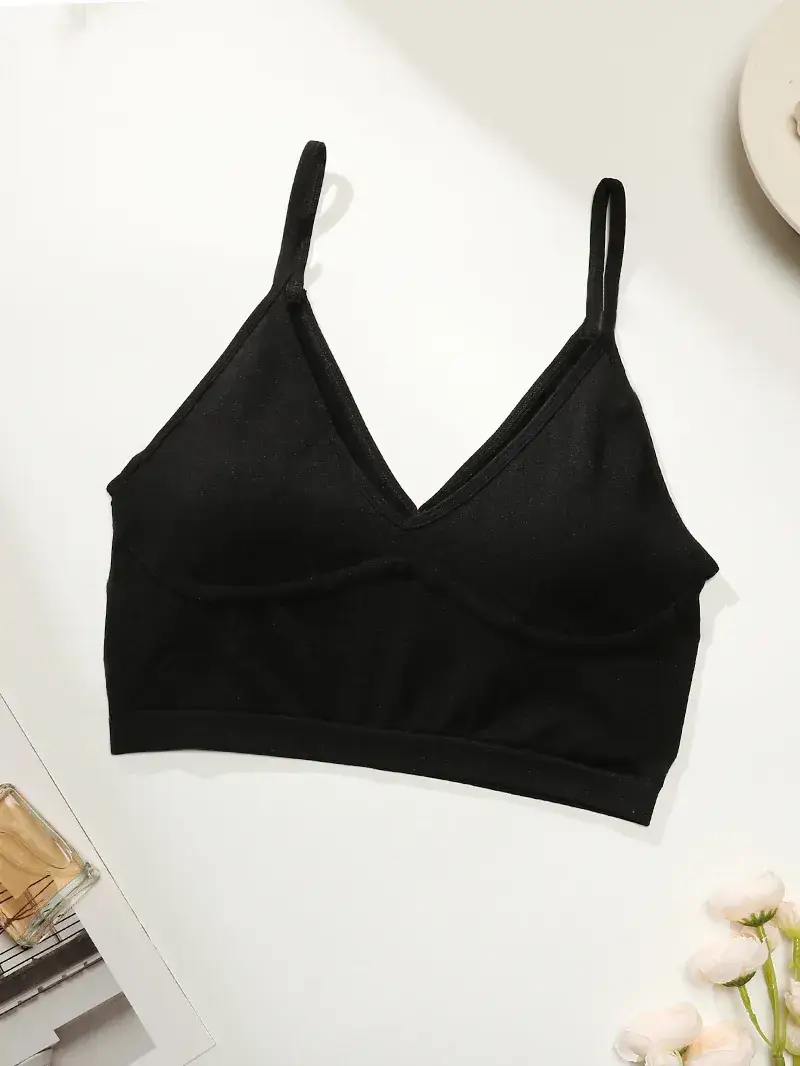 Women's Black Thin Sports Bra with Shoulder Strap — feature 6