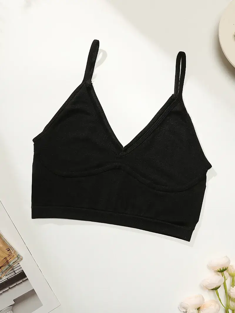 Women's Black Thin Sports Bra with Shoulder Strap — feature 7