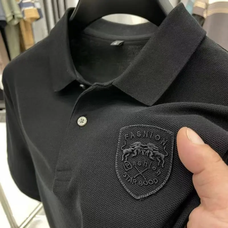 Men's Beige Polo Shirt with Embroidered Logo - Image 7