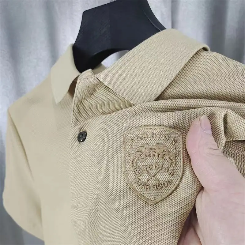 Men's Beige Polo Shirt with Embroidered Logo — feature 6