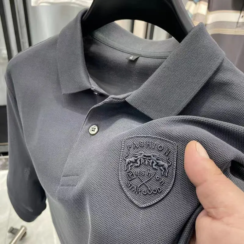Men's Beige Polo Shirt with Embroidered Logo - Image 2