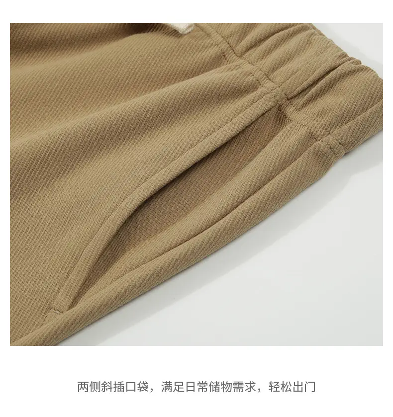 登爵男装新款春夏斜纹休闲基础直筒宽松收口束脚侧拉链运动裤卫裤