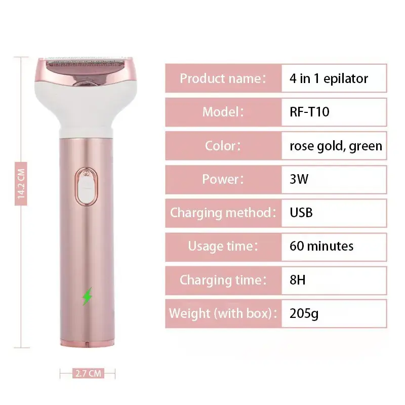 Women's 4-in-1 Rose Gold Shaver RF-T10 - Image 3