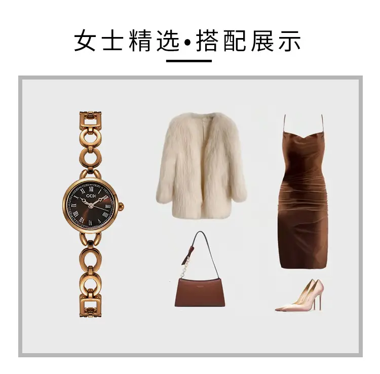 Gold Rose Gold Women's Bracelet Watch with Roman Numbers — feature 14