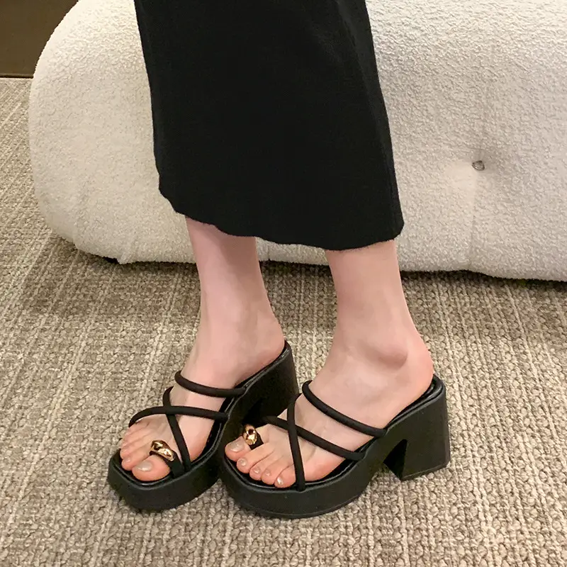 Women's White Thick Heel Sandals Summer