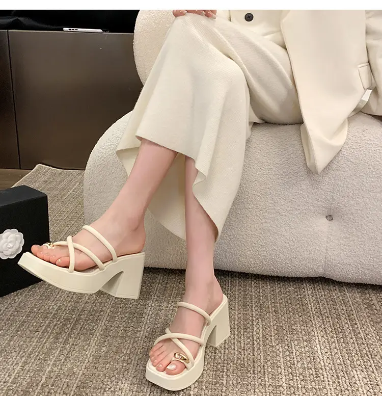 Women's White Thick Heel Sandals Summer — feature 11