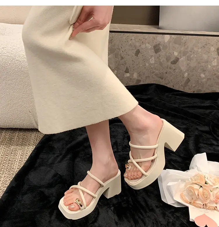 Women's White Thick Heel Sandals Summer — feature 12