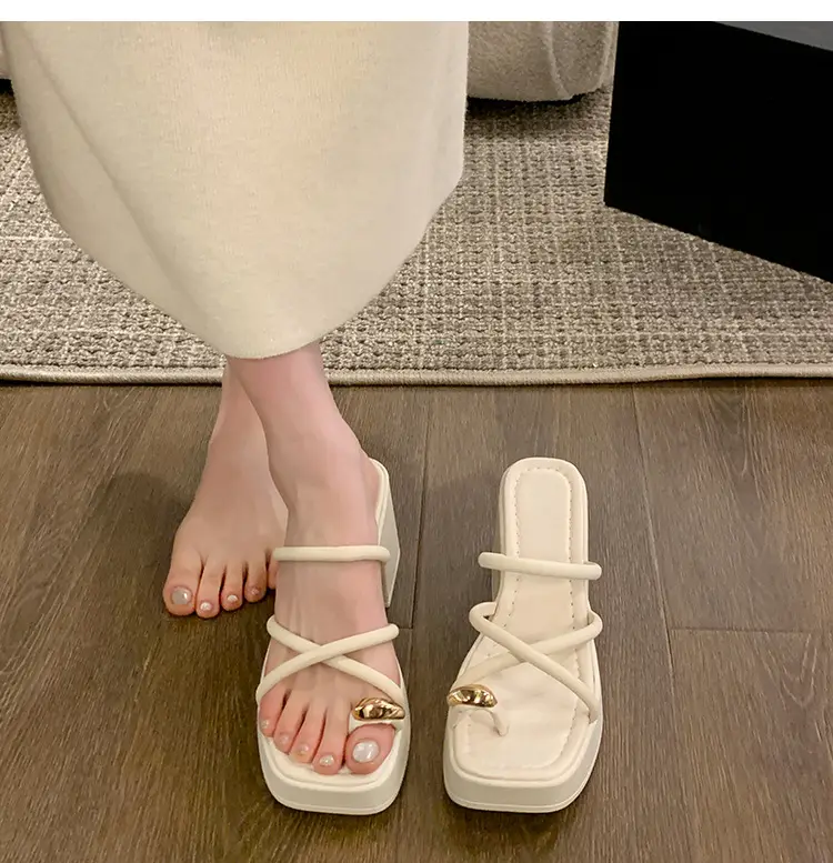 Women's White Thick Heel Sandals Summer — feature 14
