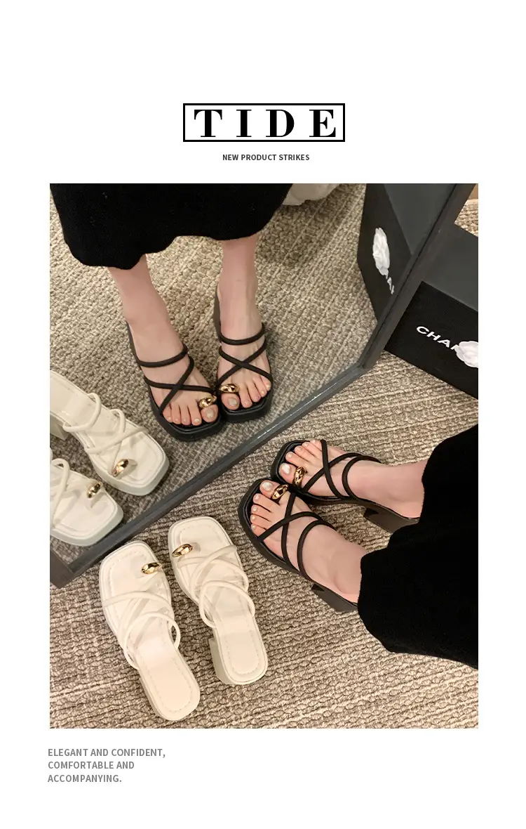 Women's White Thick Heel Sandals Summer — feature 5