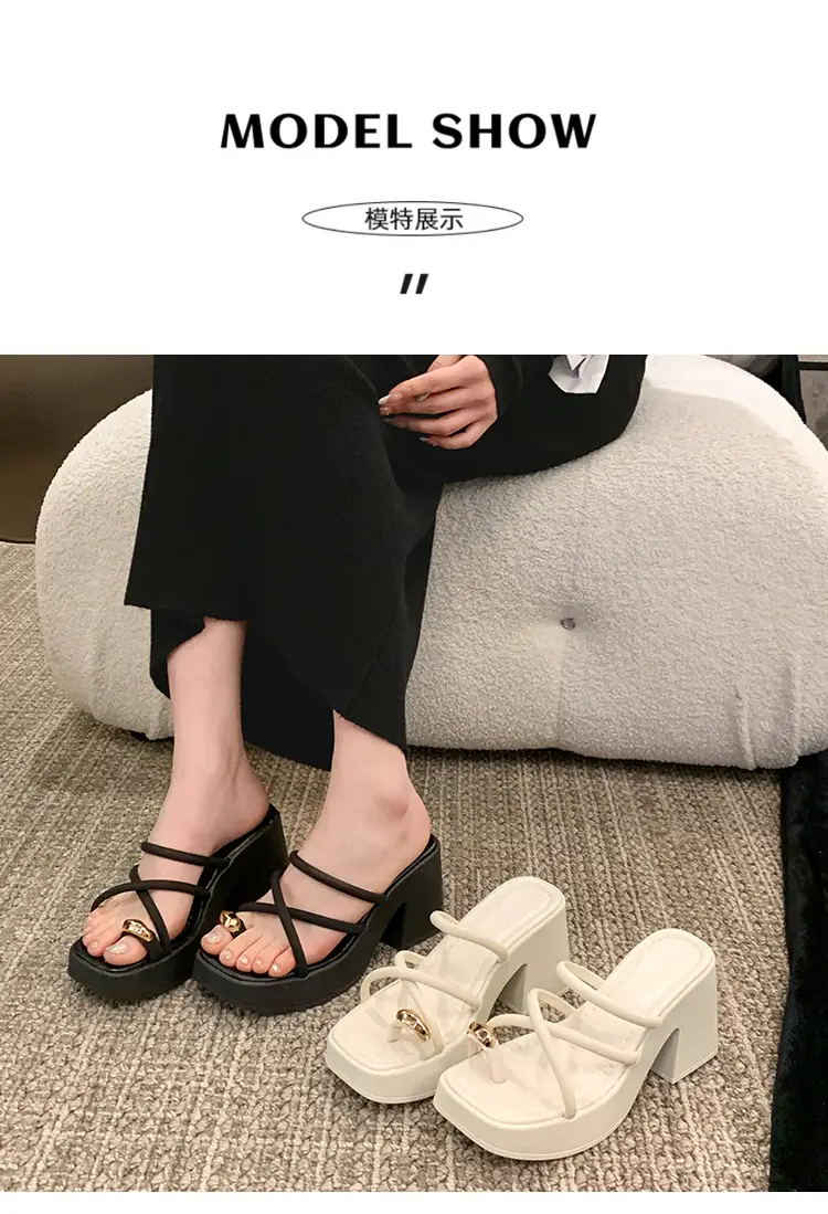 Women's White Thick Heel Sandals Summer — feature 6