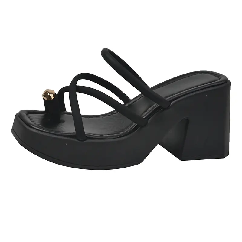 Women's White Thick Heel Sandals Summer