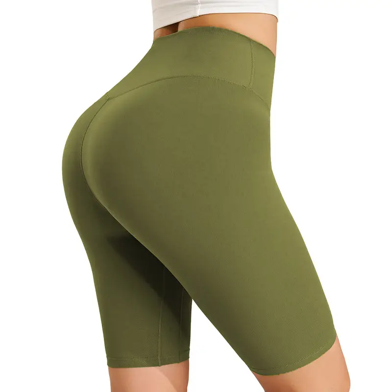 Fuyao Women's Olive Green Lycra Sports Shorts