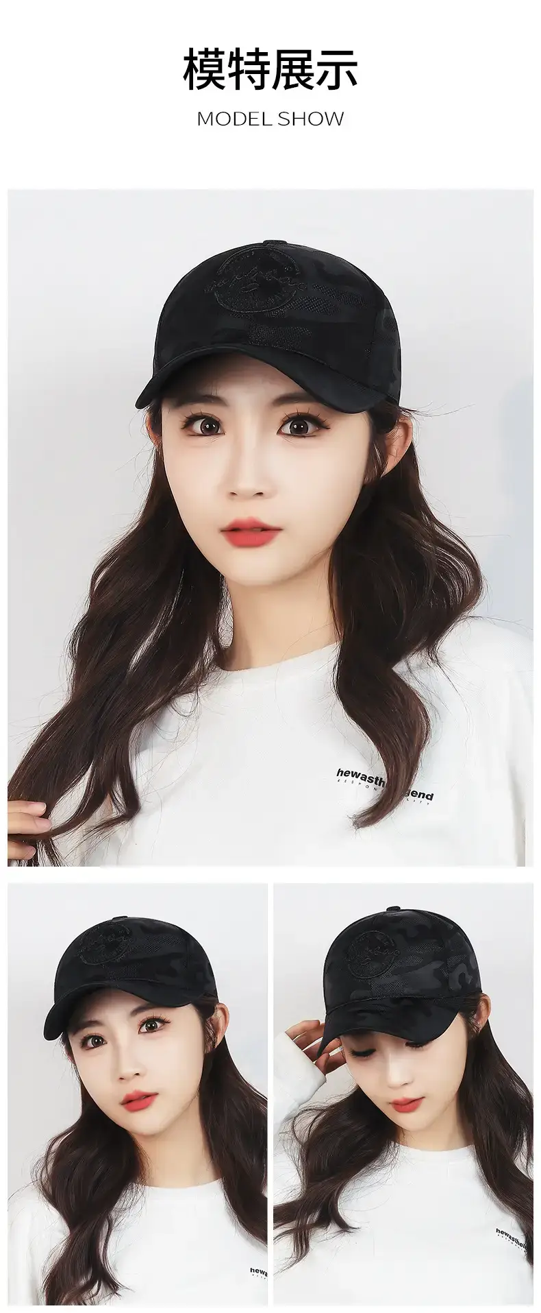 Black Embroidered Baseball Cap for Men Women — feature 6