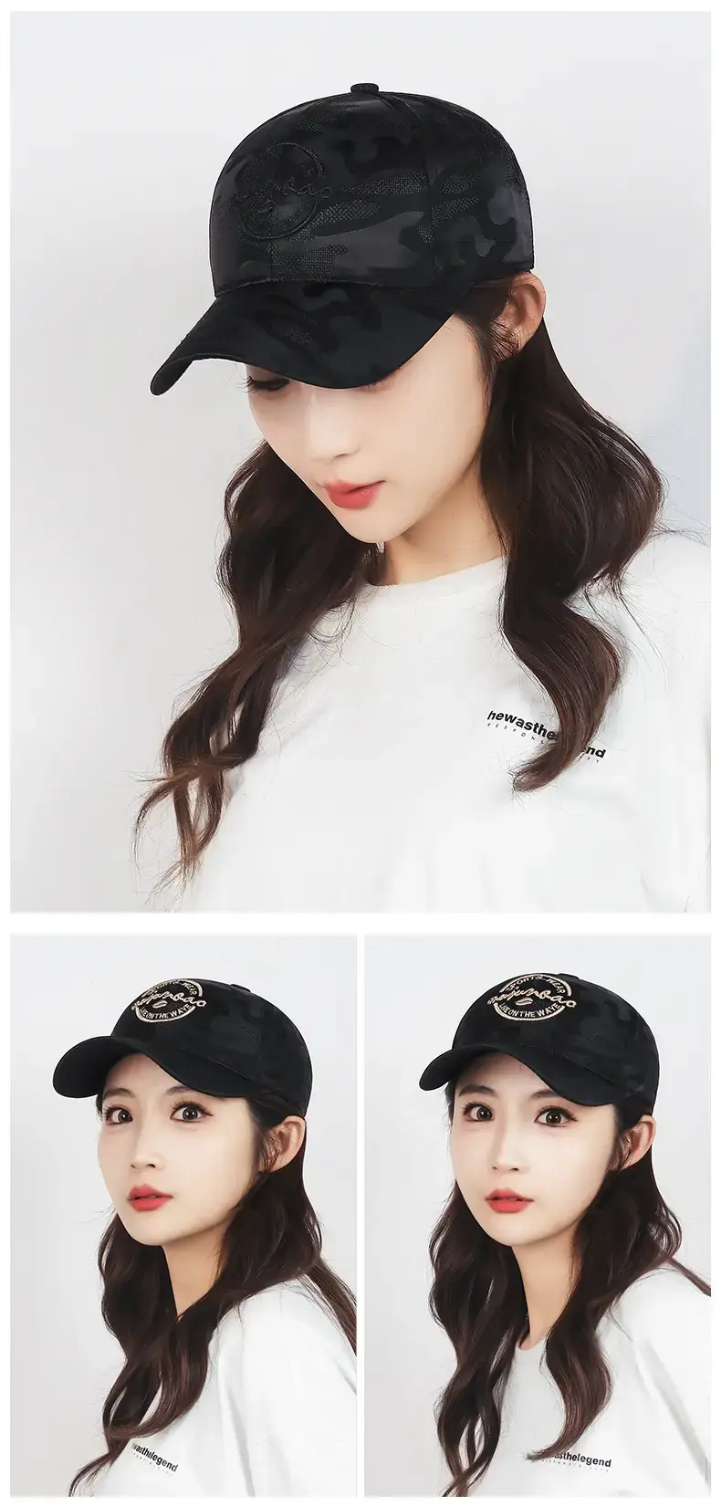Black Embroidered Baseball Cap for Men Women — feature 7