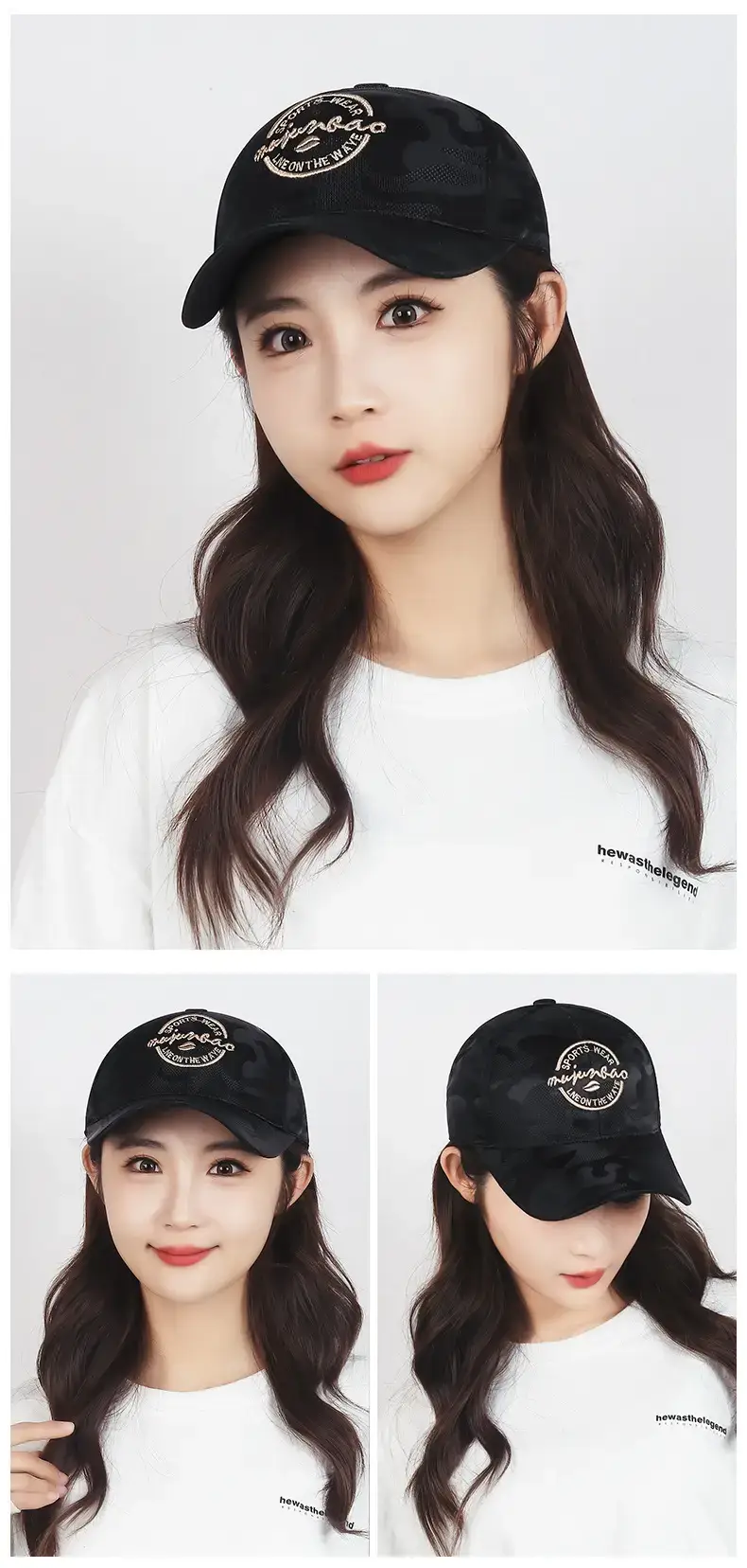 Black Embroidered Baseball Cap for Men Women — feature 8