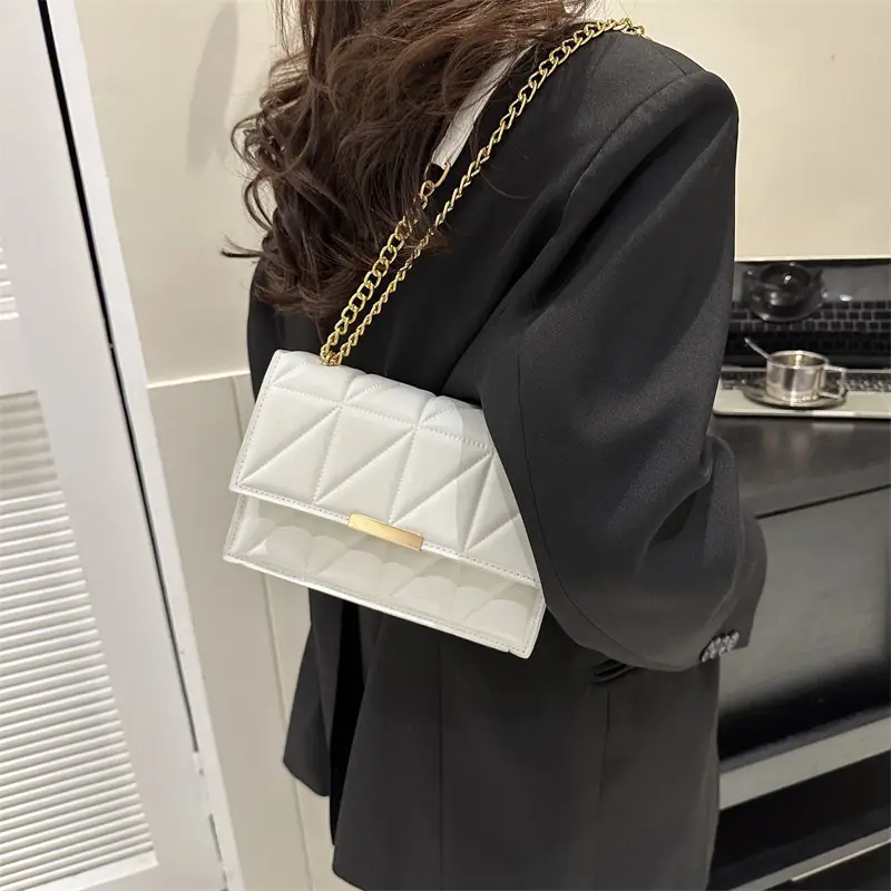 White Quilted Chain Bag for Women 2025