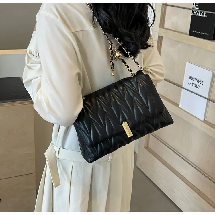 Black Quilted Chain Shoulder Bag for Women 2024 — feature 14