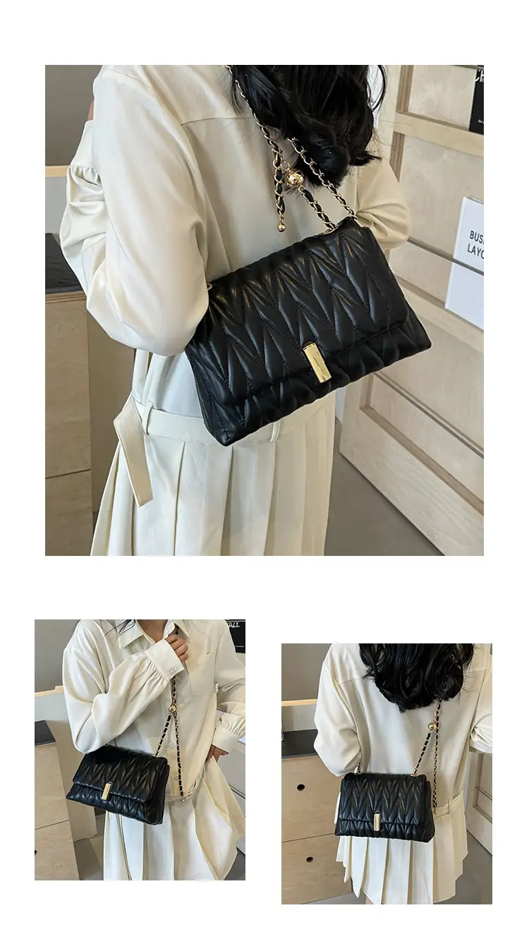 Black Quilted Chain Shoulder Bag for Women 2024 — feature 9