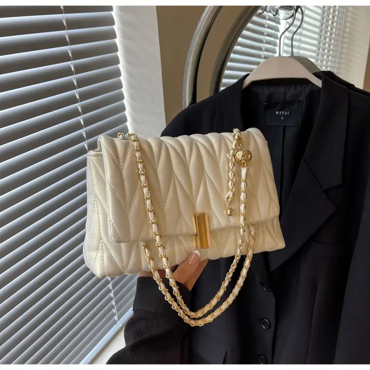 Black Quilted Chain Shoulder Bag for Women 2024 - Image 2