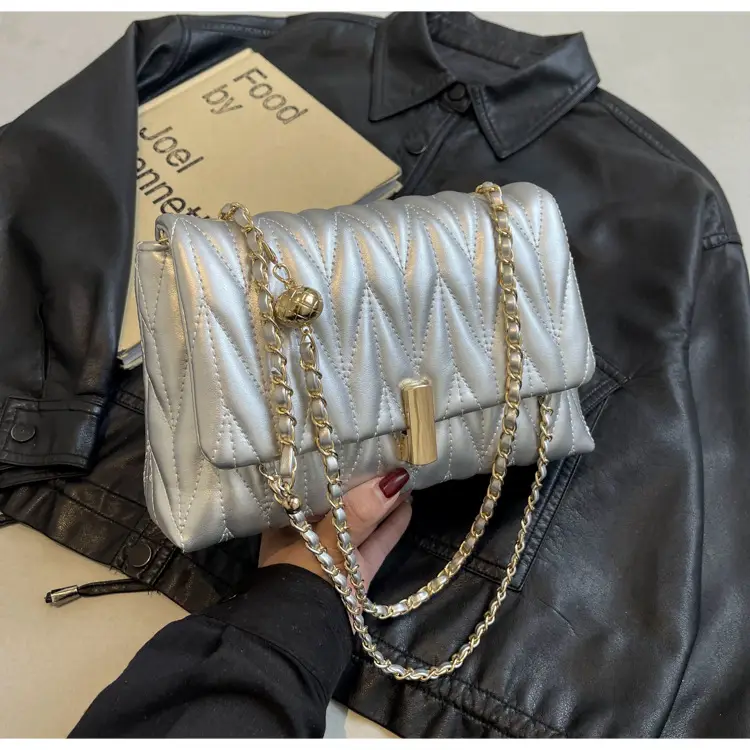 Black Quilted Chain Shoulder Bag for Women 2024 - Image 3