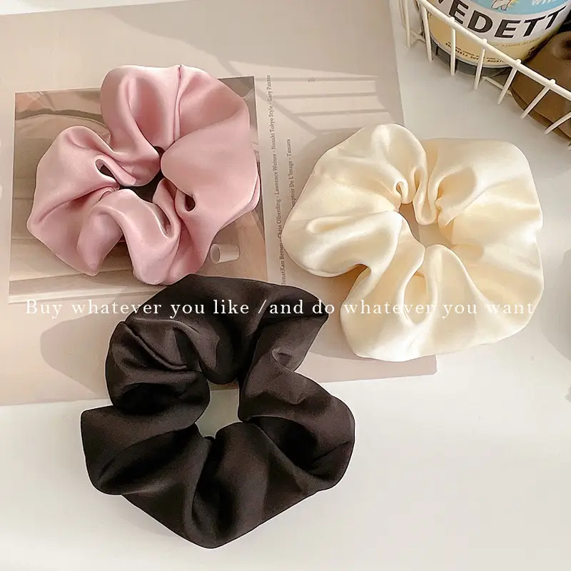 Black Satin Hair Scrunchie for Women - Image 8