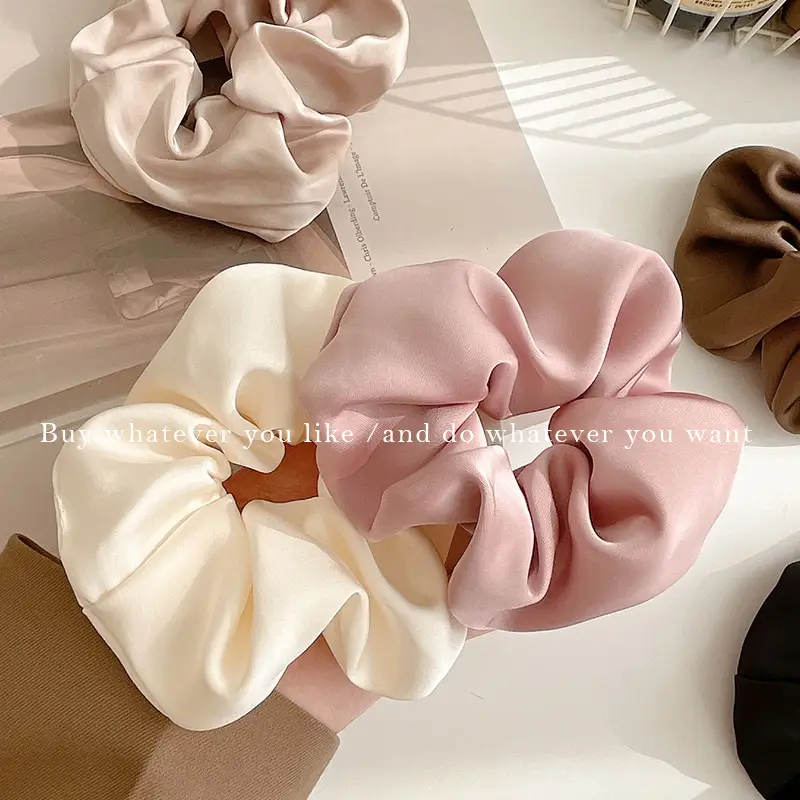 Black Satin Hair Scrunchie for Women - Image 9
