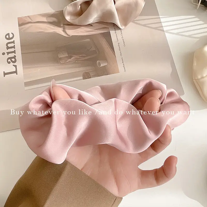 Black Satin Hair Scrunchie for Women - Image 10