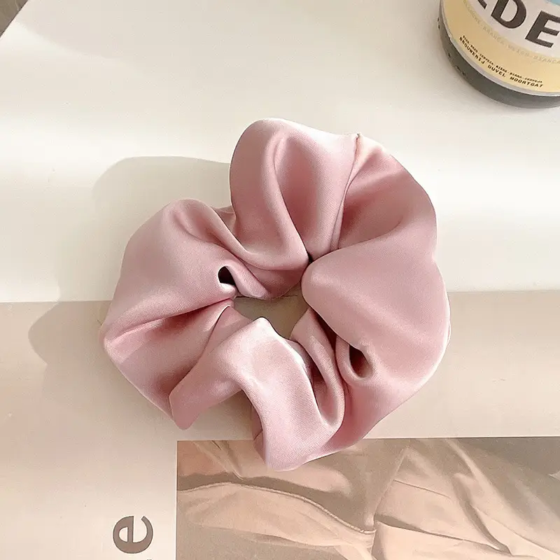 Black Satin Hair Scrunchie for Women - Image 2
