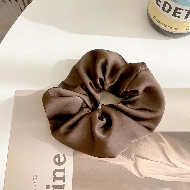 Black Satin Hair Scrunchie for Women - Image 6