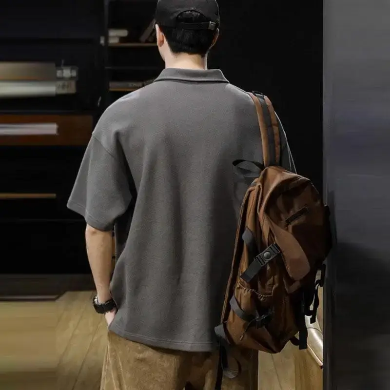 Men Black Polo Shirt Short Sleeve Casual Summer - Image 3