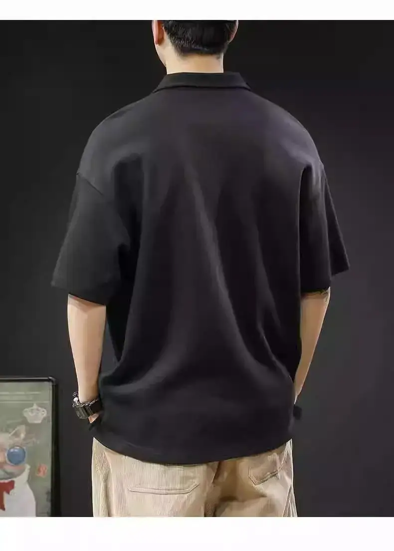 Men Black Polo Shirt Short Sleeve Casual Summer — feature 11