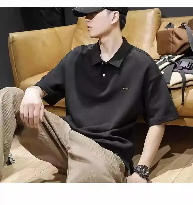 Men Black Polo Shirt Short Sleeve Casual Summer — feature 12