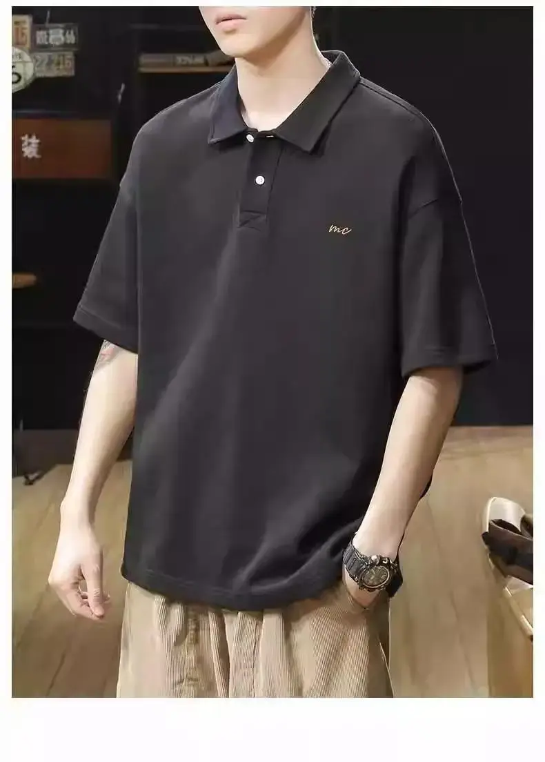 Men Black Polo Shirt Short Sleeve Casual Summer — feature 13