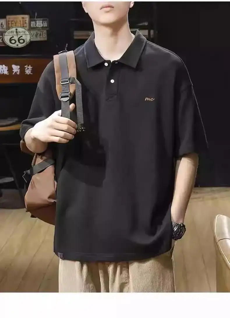 Men Black Polo Shirt Short Sleeve Casual Summer — feature 14