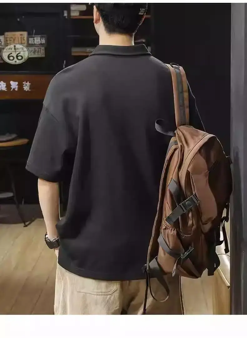 Men Black Polo Shirt Short Sleeve Casual Summer — feature 15
