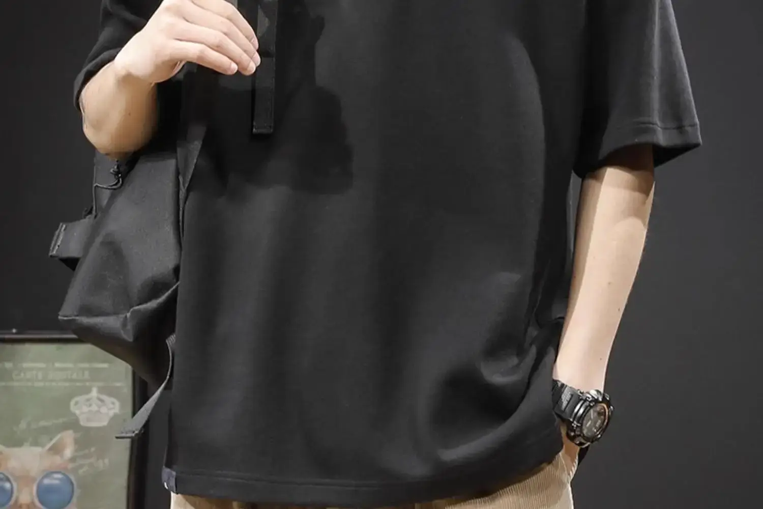 Men Black Polo Shirt Short Sleeve Casual Summer — feature 8
