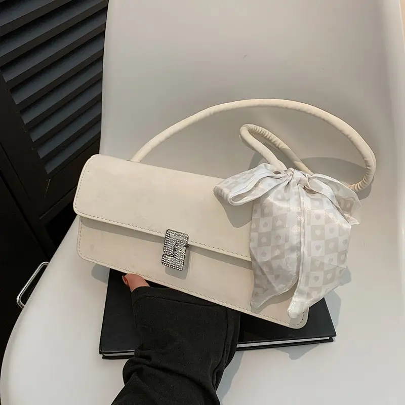Black French Style Shoulder Bag with Bow — feature 12