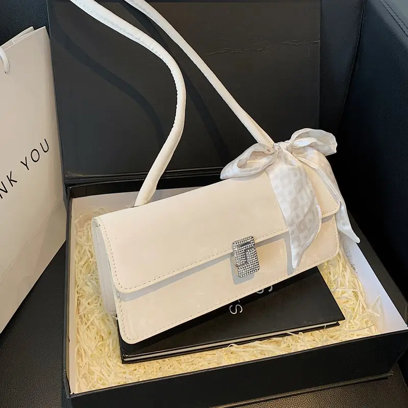 Black French Style Shoulder Bag with Bow — feature 17