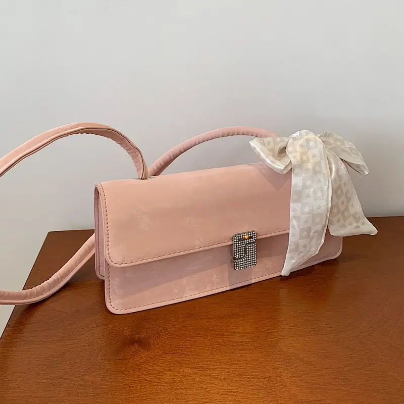 Black French Style Shoulder Bag with Bow — feature 22