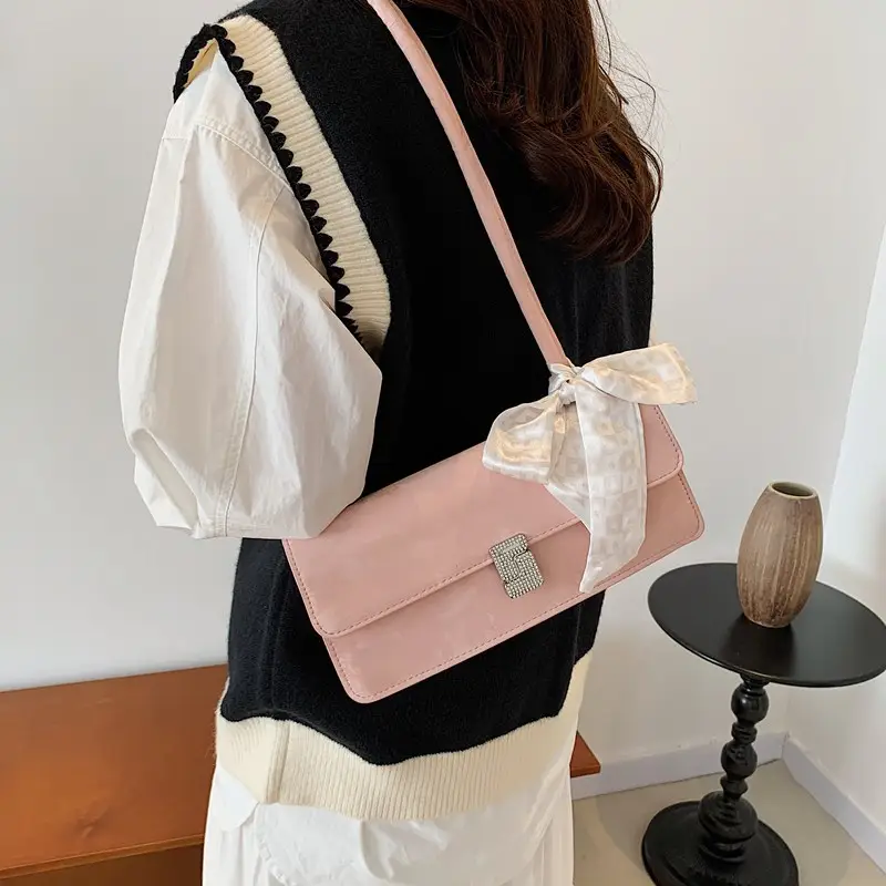 Black French Style Shoulder Bag with Bow — feature 25