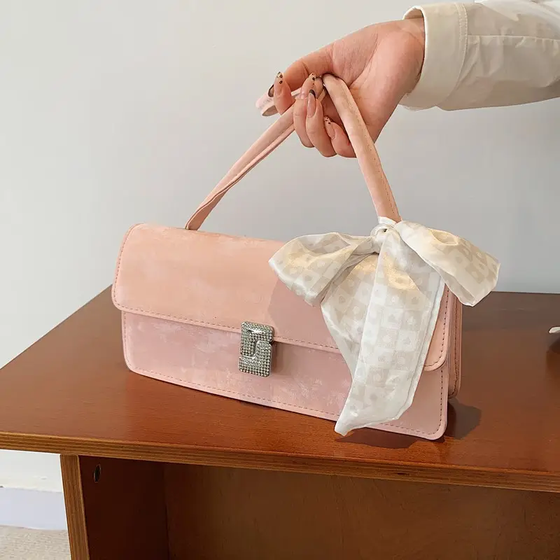 Black French Style Shoulder Bag with Bow — feature 27