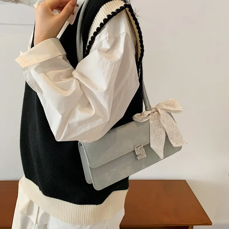 Black French Style Shoulder Bag with Bow — feature 29