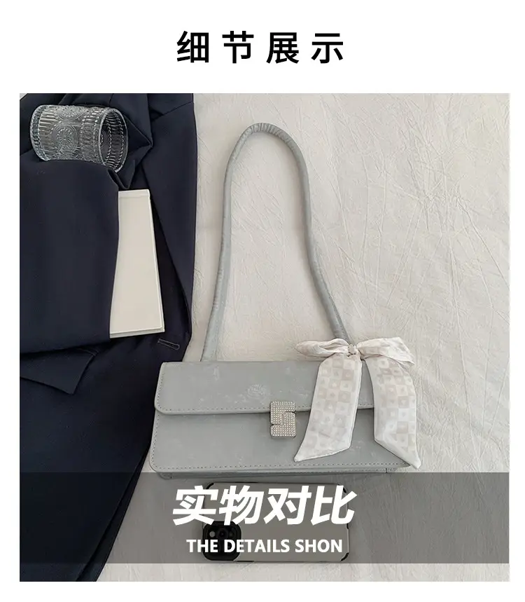 Black French Style Shoulder Bag with Bow — feature 3