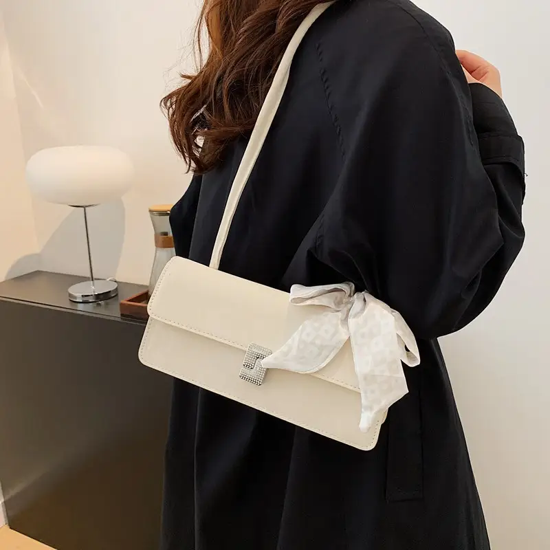 Black French Style Shoulder Bag with Bow — feature 36