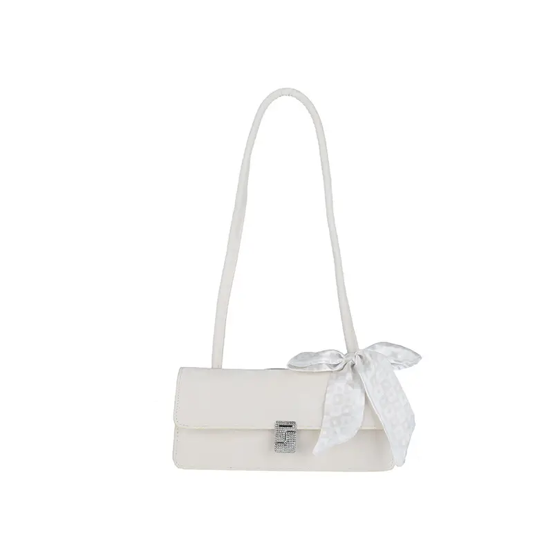 Black French Style Shoulder Bag with Bow - Image 2
