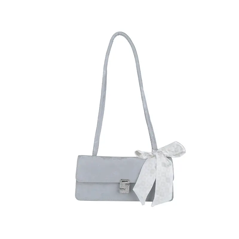Black French Style Shoulder Bag with Bow - Image 4